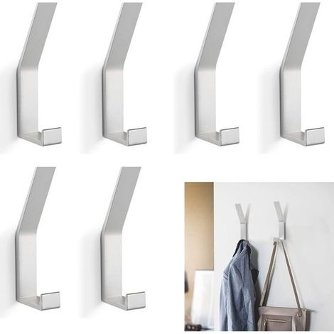 Confezione da 6 ganci da parete - Ganci decorativi in metallo - Portasciugamani - Ganci per cappelli robusti e resistenti - Adatti per cucine, porte, armadi, bagni, corridoi e camere da letto - Argent