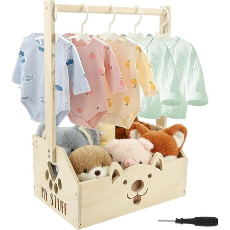 Wooden Baby Basket Handle Hangers Kids Storage Cabinet Newborn Storage Basket Birthday Baby Shower Christmas New (1/5)