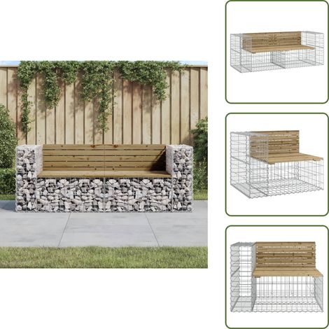Banco de pino - vidaXL Banco jardín con gaviones madera pino impregnada 184x71x65,5 cm - Banco con gaviones