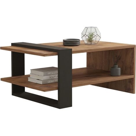 Couchtisch Cigliano, ein Fach, rechteckig, Tischplatte Braun, 80x55x35h cm, Eiche Braun