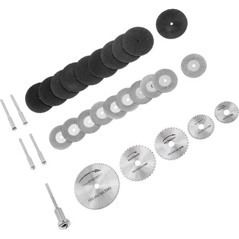 30 pièces lames de scie circulaire HSS diamantées avec disques à tronçonner et mandrins pour outil rotatif (1/5)