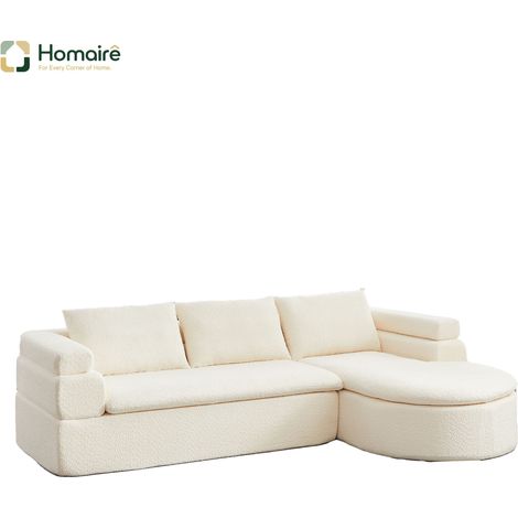 Ecksofa aus beigem Samt 200 x 200 cm HOMAIRE (1/5)