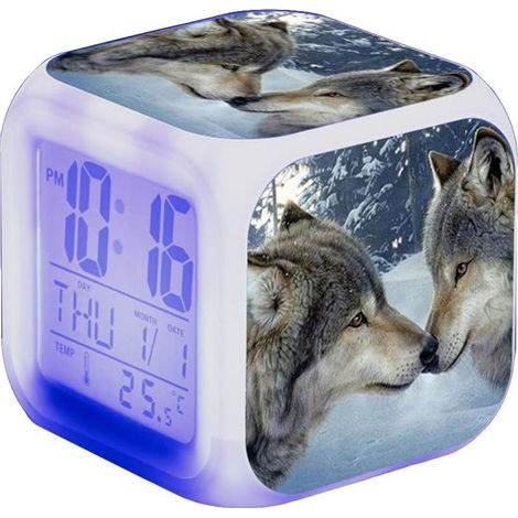 Wake Up Réveil LED pour enfant Motif loup (14) (1/5)