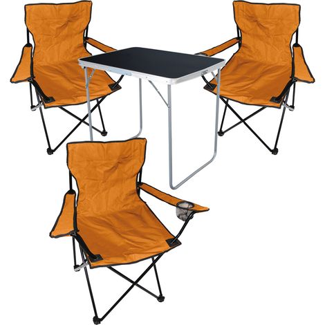 4-tlg Campingsessel Orange + Campingtisch-MMC330871B+3xMPO2468 (1/5)