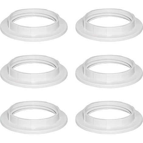 6 Pièces Blanc Plastique Anneau Réducteur Abat Jour E27 40MM, Accessoires pour Abat-Jour Bague Plaque Convertisseur d’Adaptateur, E27 Anneau Réducteur d'Abat-Jour pour Lampe de bureau, Plafonniers