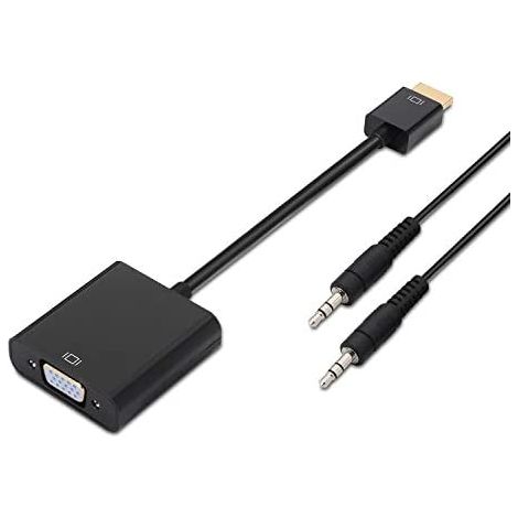 AISENS A122 – 0126 – HDMI-zu-SVGA-Konverter (3,5 mm Klinke, 10 cm + 1 m zur Verbindung des VGA-Bildschirms) Farbe Schwarz (1/3)