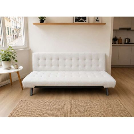 Divano letto clic clac 3 posti beige neve 180x80x77 cm salvaspazio (1/5)
