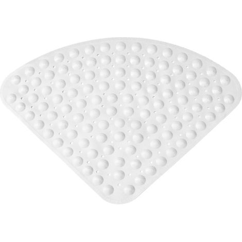 Rutschfeste Eckduschmatte für Badezimmer, Duschkabine, rutschfeste Matte mit Saugnäpfen, Abflusslöcher, Matte, Weiß, 54 cm