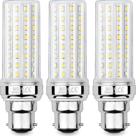 Ampoules LED maïs 20 W, équivalent à 150 W incandescent, 2 300 lm, blanc chaud 3 000 K, culot B22, lot de 3-AquaForge (1/2)