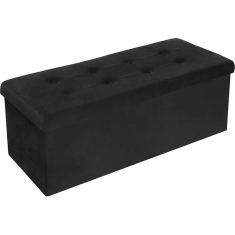 Woltu – Tabouret pouf de rangement pliable en velours 110x37.5x38cm – Coffre de 118L – Housse douce et respirante – Pour salon, chambre, bureau