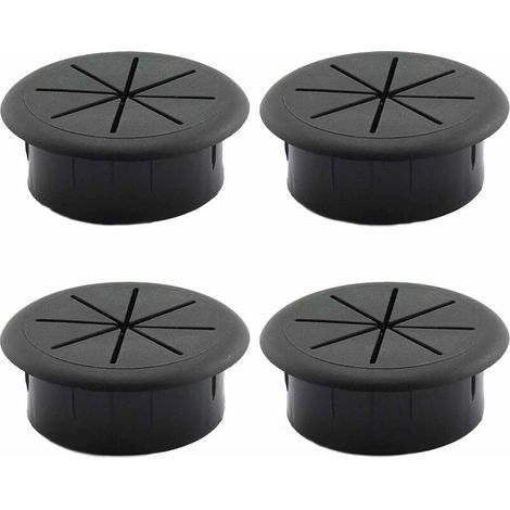 Cubierta para cables de 4 piezas, organizador de cables para mesa, cubierta redonda para cables de muebles de oficina, escritorio de computadora, negra (1/5)