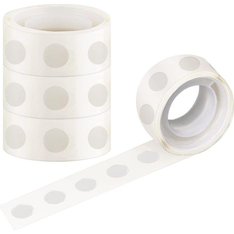 Lot de 4 rouleaux de pastilles adhésives double face, 400 unités de 0,472 pouce, 100 par rouleau, colle claire amovible, déco (1/5)