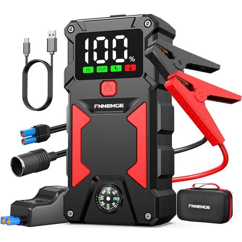 Booster Batterie Voiture, 6000A Jump Starter, 12V Démarrage de Voiture (Jusqu’à Toutes Les Essence et 10,0L Diesel), avec Port de Charge USB, Lampe à LED, HD Écran Large, Adaptateur EC-5. (1/5)
