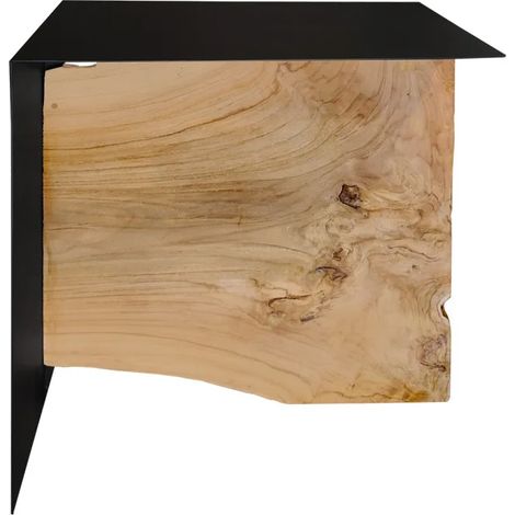 Petite table basse en métal noir mat et bois de teck massif - ONTARI (1/5)