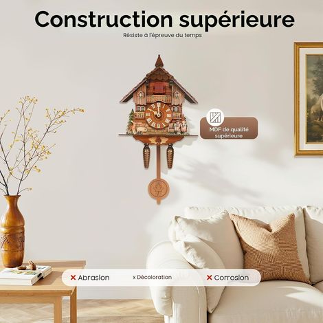 Horloge coucou artisanale, horloge murale de style européen de la Forêt Noire, style antique en bois, horloge coucou de la Forêt Noire, décoration DIY, horloge de ferme (1/5)