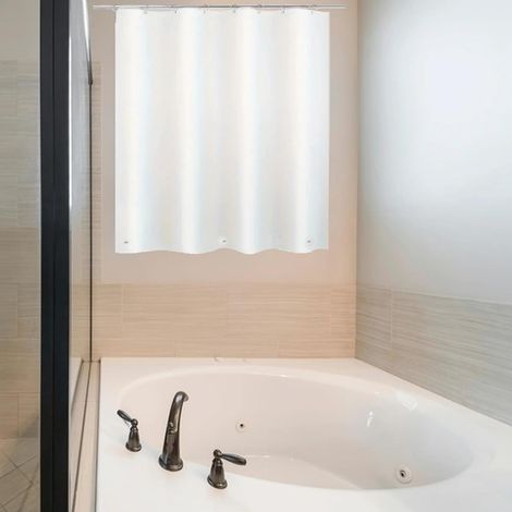 Rideau de Douche en Plastique imperméable de 101,6 x 91,4 cm pour fenêtre de Salle de Bain, Rideau de Douche en Vinyle Robuste de 101,6 x 91,4 cm, Blanc (1/4)