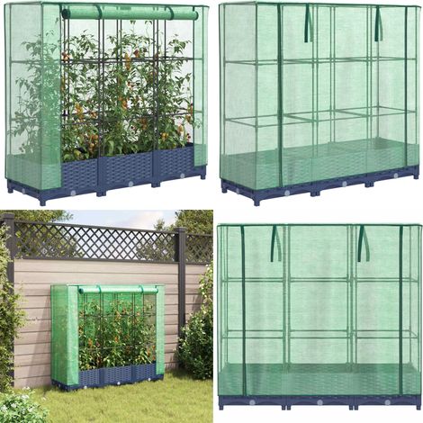 vidaXL Hochbeet mit Gewächshaus-Aufsatz Rattan-Optik 120x40x123 cm (1/5)
