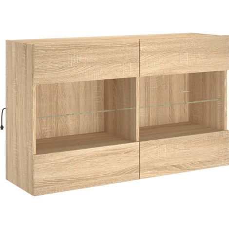 Mobile TV multimediale mensola TV credenza mobile TV sala da pranzo soggiorno parete attrezzata per camera da letto con luci LED rovere Sonoma 98,5 x 30 x 60,5 cm marrone 020028031