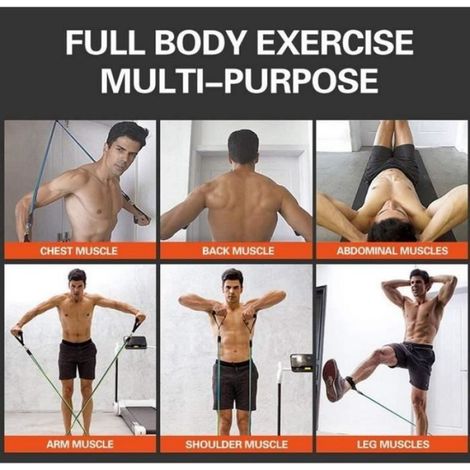 Bandes De Résistance - 11 Pièces - 5 Niveaux De Résistance (10 À 30 Lb) - Pour Entraînement Musculaire - Kit Complet (1/4)