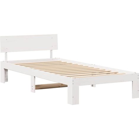 Lit simple,Lit adulte,Cadre de lit Blanc 90 x 200 cm Bois de pin massif CFW1853832 (1/5)