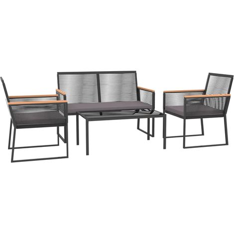 Salon de jardin 4 pcs avec coussins Noir Acier vidaXL (1/5)