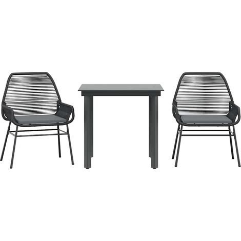 Maison Exclusive - 3-tlg. Garten-Essgruppe mit Kissen Schwarz Pol
