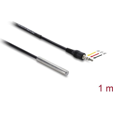 Delock Temperaturfühler-Kabel mit 3,5 mm 3 Pin Klinkenstecker DS18B20 1 m
