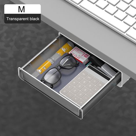 Tiroir Sous Bureau - Organisateur De Crayons Et Stylos Adhésif - Pour Bureau Maison Ou Bureau - Capacité 5 Kg - 1 Pièce (1/5)