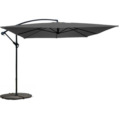 Parasol déporté 3x3m et 4 dalles à lestées gris (1/5)