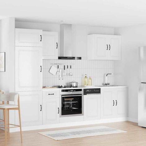 Ensemble de meubles de cuisine 7 pièces en bois d’ingénierie blanc brillant - PANGIVO (1/5)