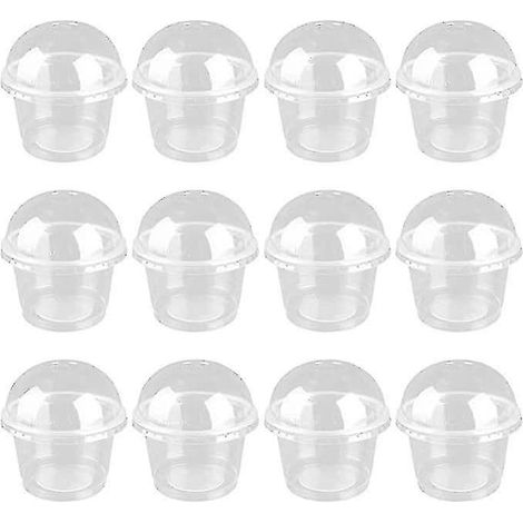 100 pièces 250 ml gobelets à fruits avec couvercle dôme, petits pots crème glacée yaourt, récipients jetables pour enfants, parfaits pour desserts, salade transparente (1/4)