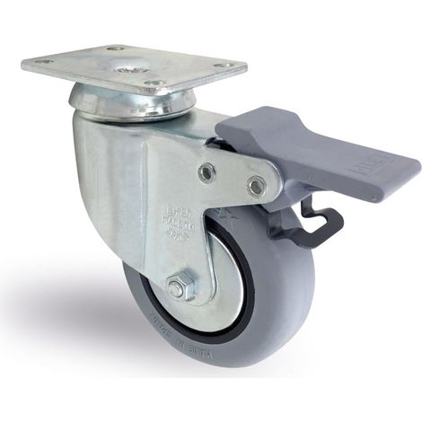 rueda giratora placa 10bh80cp-pgi poliamix-goma gris eje liso (1/3)