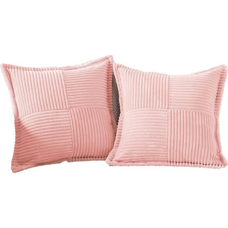 Lot de 2 housses coussin boho velours côtelé rose sakura 45x45 cm - Lot de 2 housses coussin boho velours côtelé rose sakura 45x45 cm (1/5)