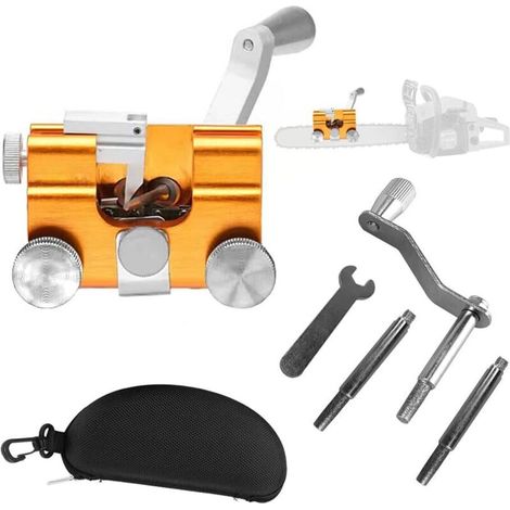 Chainsaw Sharpener Kit, Aiguiseur de Chaîne de Tronçonneuse à Manivelle, Portable Outil d'affûtage Rapide, Gabarit D'affûtage de Chaîne de Tronçonneuse pour Tronçonneuse Bûcheron et Jardinier (1/4)