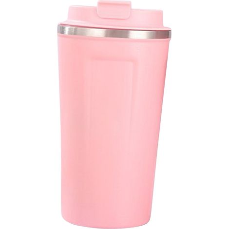 Isolierbecher aus Edelstahl 304 mit Sicherheitsverschluss, großem Fassungsvermögen, tragbarer Isolierbecher mit Deckel fürs Büro, rosa, 510 ml (1/5)