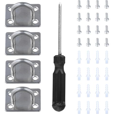 Lot De 4 Crochets En Acier Inoxydable Pour Plafond, Crochets En U Pour Balancelle Intérieure, Chaise Suspendue, Hamac, Sac De Frappe, Avec 16 Vis Et 1 Tournevis (1/5)