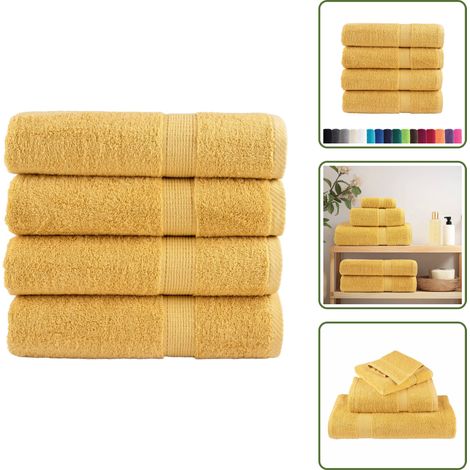 The Living Store Premium-Badetücher SOLUND 4 Stk. Gold 100x150 cm 600 g/m² - Baumwolle - Badehandtücher - Handtücher - Goldene Farbe - Große Größe (1/5)