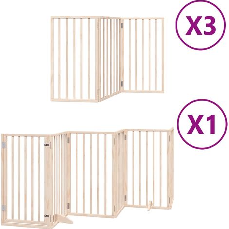 Barrière de sécurité pour chien animaux de compagnie porte pliable 15 panneaux bois de peuplier marron (1/5)