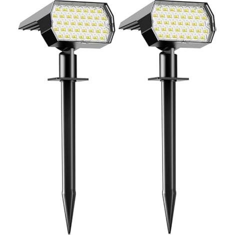 Lumières solaires imperméables à l'extérieur, projecteurs de paysage 3 modes, crépuscule à l'aube Lumières murales d'inondation solaires pour l'extérieur, Lumières de jardin (2PACK) (1/5)