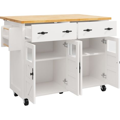 Isola da cucina mobile bianca in MDF con ruote frenanti e ripiani regolabili MODENUIT (1/5)