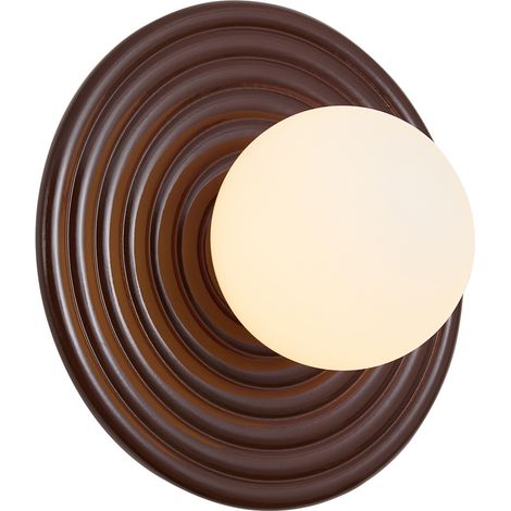 QAZQA Retro Wandleuchte Braun mit Opalglas rund 20cm IP44 - Lila (1/5)