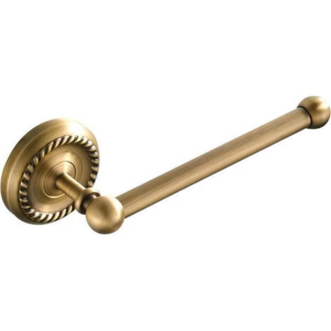 Porte-Rouleau de Papier Toilette Antique en Laiton - Barre de 20 cm pour Salle de Bain avec Brosse de Rangement - Bronze (1/5)