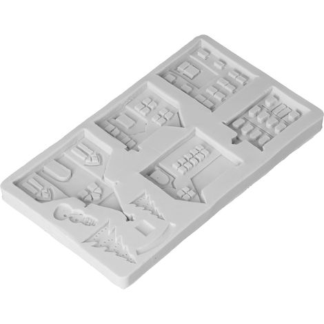 Moule en silicone gris sapin de Noël château cabane pour gâteau décoration fondant (1/5)
