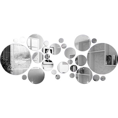 Autocollant mural acrylique miroir, décal rond design pour salon cuisine bureau, sticker déco mural moderne. (1/5)