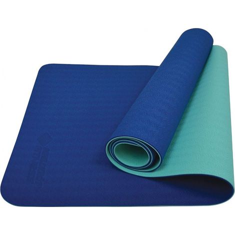 Tapis de yoga Schildkröt Fitness Bicolor 180 x 61 cm - sans PVC - résistant au glissement - marine/menthe