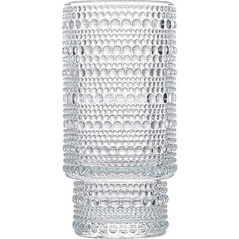 6 verres à cocktail Tom Collins, 35 cl, hauteur 14 cm, diamètre haut 6,6 cm, diamètre bas 5,8 cm, motif floral en relief (1/5)