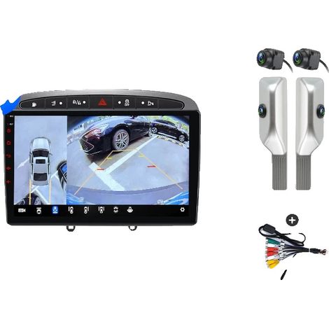 Radio de voiture, fonctionnalités intelligentes, interface conviviale, compatible avec Peugeot 408 308 SW 2012-2020, V9 Pro 360 Blanc (6 Go-128 Go) - B (1/2)