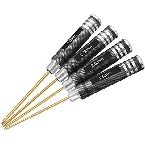 Set mit 4 Sechskantschraubendrehern (1,5 mm, 2,0 mm, 2,5 mm, 3,0 mm), Werkzeugset für mehrachsige FPV-Renndrohnen, RC-Quadrocopter, Hubschrauber und Modellautos.
