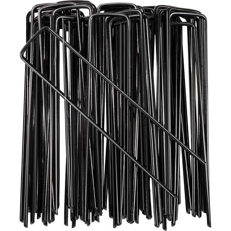 Piquets de Fixation, 50 PCS Piquets de Jardin en Acier, Garden Stakes for Fixing Pipes, Nets, and Toile de Paillage, Sardines de Fixation 150 mm de Long, 30 mm de Large,Ø 3 mm (1/5)