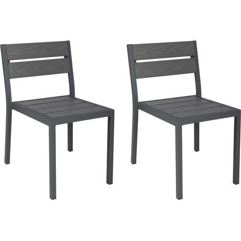 Lot de 2 chaises en aluminium et bois Gris